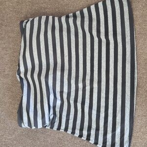 DKNY Black and Gray Striped Bathing Suit Top.
